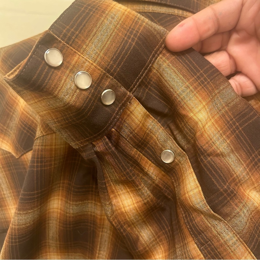VTG CC Filson Brown Plaid Western Wool Pearl Snap Button-Up Shirt Rodeo XXL - Picture 6 of 8